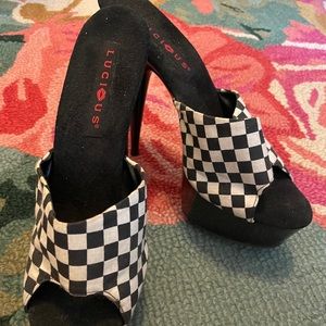 Platform Dancer Checkerboard Heels